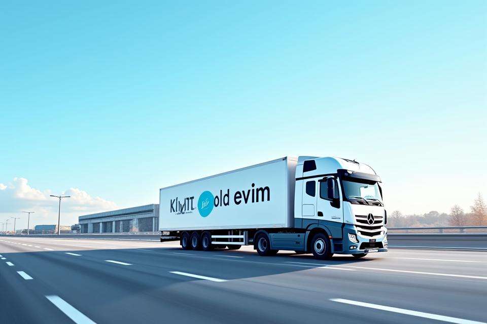 Kanat Evim'e ait soğutmalı tır ve lojistik depo önünde dinamik bir çekim