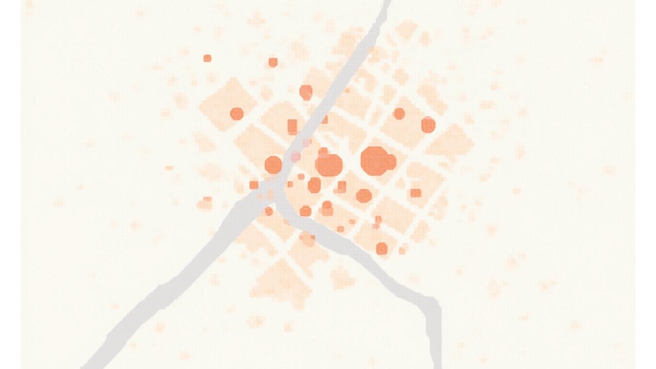Şehir haritası üzerinde demografik verileri ve ideal restoran lokasyonlarını gösteren analizli bir görsel